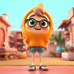 coneja con pantalon corto y tirantes, sandalias en los pies